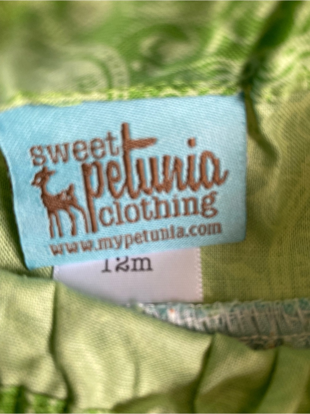 Sweet Petunia Green and Turquoise Printed Skirt NWT Size 12 Months - Picture 3 of 6